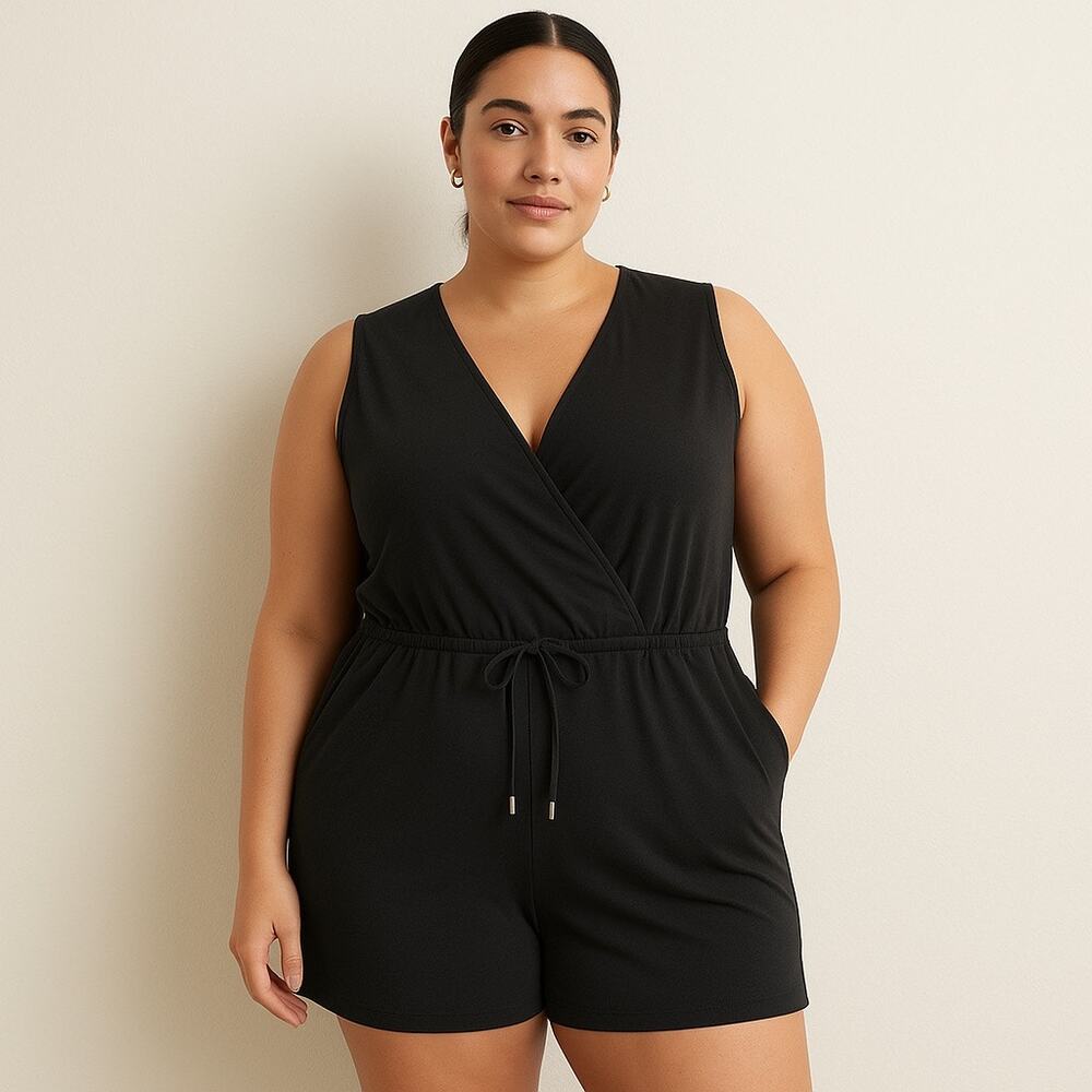 Athleta Sleeveless Wrap Womens Romper Sz 3X Minimalist Athleisure Clean Girl